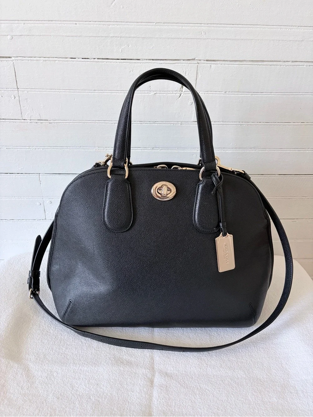 COACH Prince Street Satchel Black Leather Bag